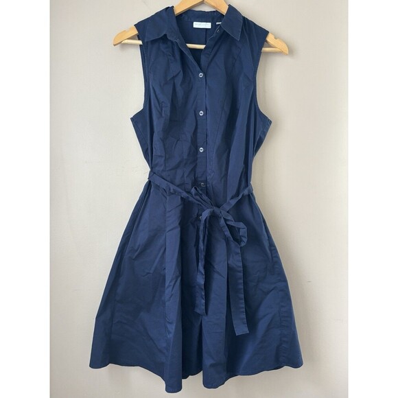 New York & Company Dresses & Skirts - New York & Company Women’s Sleeveless Shirt Dress, Navy, Pleated, Pockets, Sz M